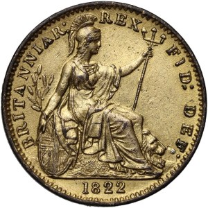 Velká Británie, Jiří VI., farthing 1822, zlacený