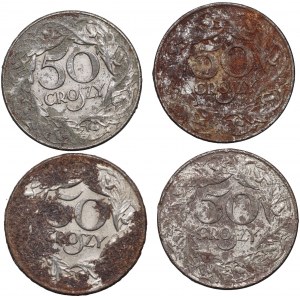 Generalne Gubernatorstwo, zestaw monet 50 groszy 1938 (emisja 1941-1944), (4 sztuki)