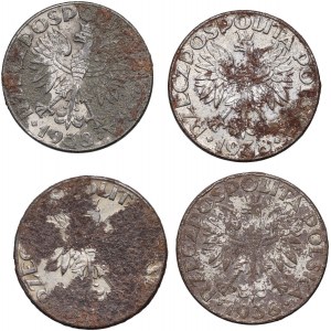Generalne Gubernatorstwo, zestaw monet 50 groszy 1938 (emisja 1941-1944), (4 sztuki)