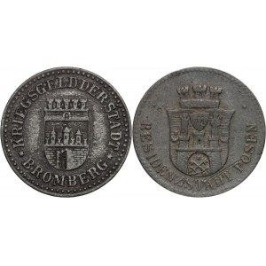 Bromberg (Bydgoszcz), Posen (Poznań), zestaw monet 10 fenigów z lat 1917-1919, (2 sztuki)