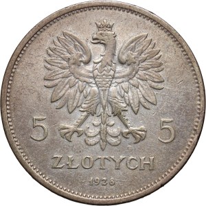 II RP, 5 zl. 1928, bez znaku, Brusel, Nike