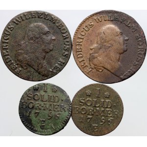 Prusy Południowe, Fryderyk Wilhelm II, zestaw monet z lat 1796-1797, (4 sztuki)