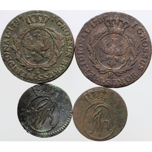 Prusy Południowe, Fryderyk Wilhelm II, zestaw monet z lat 1796-1797, (4 sztuki)