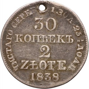 Zabór rosyjski, Mikołaj I, 30 kopiejek = 2 złote, 1838 MW, Warszawa