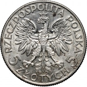 II RP, 5 złotych 1933, Warszawa, Głowa Kobiety