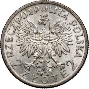 II RP, 2 złote 1933, Warszawa, Głowa Kobiety