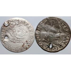 Stefan Batory, zestaw groszy z lat 1579-1581, (2 sztuki), Ryga, Gdańsk