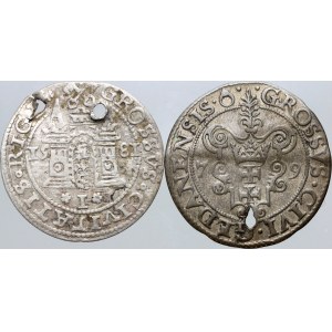 Stefan Batory, zestaw groszy z lat 1579-1581, (2 sztuki), Ryga, Gdańsk