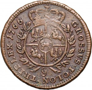 Stanislaw August Poniatowski, trojak 1766 G, Krakov, zbrojíř