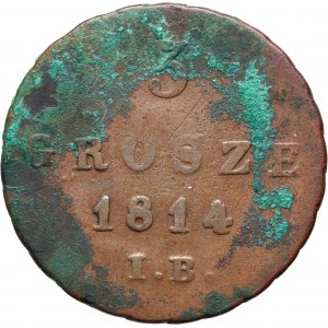 Księstwo Warszawskie, Fryderyk August I, 3 grosze 1814 IB, Warszawa