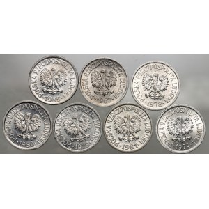 PRL, zestaw monet 10 groszy z lat 1967-1981, (7 sztuk)