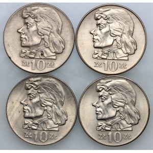 PRL, zestaw monet 10 złotych Tadeusz Kościuszko z lat 1969-1972, (4 sztuki)