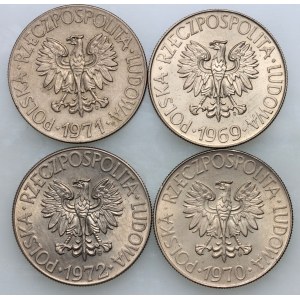 PRL, zestaw monet 10 złotych Tadeusz Kościuszko z lat 1969-1972, (4 sztuki)