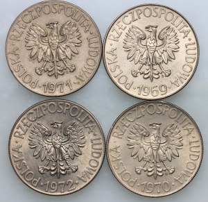 PRL, sada mincí 10 zlotých Tadeusze Kościuszka, 1969-1972, (4 kusy)