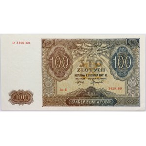 Generalne Gubernatorstwo, 100 złotych 1.08.1941, seria D