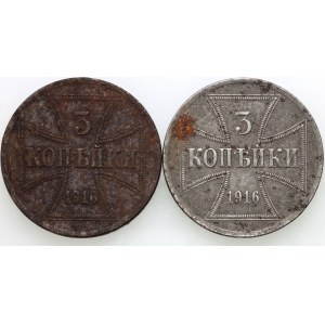 OST, zestaw monet 3 kopiejki 1916, (2 sztuki)