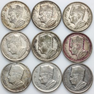 Morocco, Muhammad V, 1380 Dirham coin set (1960), (9 pieces)