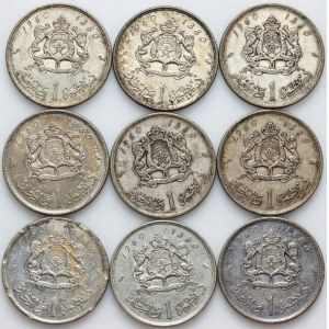 Morocco, Muhammad V, 1380 Dirham coin set (1960), (9 pieces)