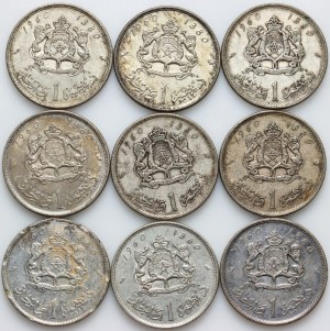 Morocco, Muhammad V, 1380 Dirham coin set (1960), (9 pieces)