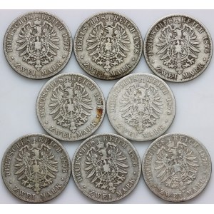 Germany, Prussia, Wilhelm I, set of coins 2 Mark 1876 A, (8 pieces)
