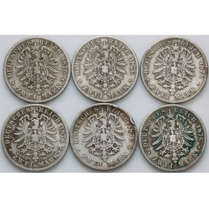 Germany, Prussia, Wilhelm I, set of coins 2 Mark 1876 (6 pieces)