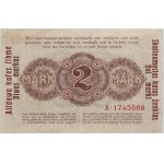 Banknotes of the German occupation authorities, Darlehnskasse Ost, 2 marks 4.04.1918, Kaunas, series A