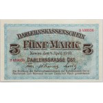 Banknotes of the German occupation authorities, Darlehnskasse Ost, 5 marks 4.04.1918, Kaunas, series A