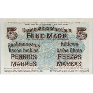 Banknoty niemieckich władz okupacyjnych, Darlehnskasse Ost, 5 marek 4.04.1918, Kowno, seria A