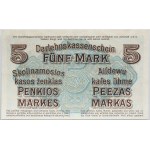 Banknotes of the German occupation authorities, Darlehnskasse Ost, 5 marks 4.04.1918, Kaunas, series A