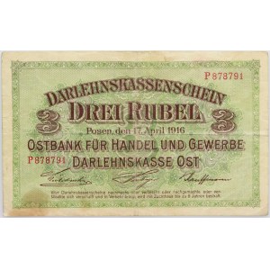 Poznań, 3 ruble 17.04.1916, seria P