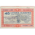 II RP, Lviv, Class Lottery - 45th edition, 1/5th of a third class ticket for drawing on 17 and 18.08.1939, series E