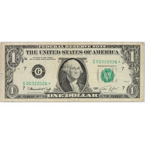 United States of America, Federal Reserve Note - Chicago, 1 dollar 1974, with a star