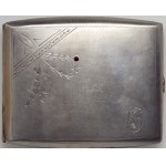 Silver cigarette case with KS monogram and small ruby