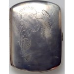 Silver cigarette case, with floral motif