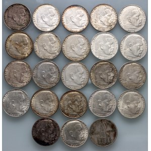 Germany, Third Reich, set of coins 2 Mark, Paul von Hindenburg, (23 pieces)