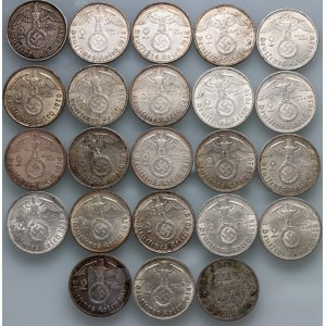 Germany, Third Reich, set of coins 2 Mark, Paul von Hindenburg, (23 pieces)