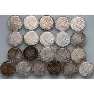 Germany, Third Reich, set of coins 2 Mark, Paul von Hindenburg, (21 pieces)