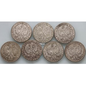 II RP, zestaw monet 10 złotych 1932, Głowa Kobiety, (7 sztuk)