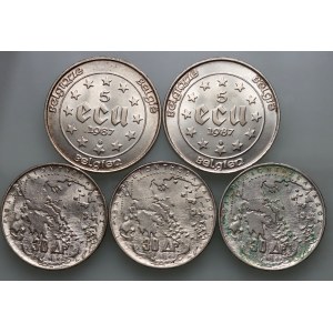 Belgium, Greece, set of coins from 1963-1987, (5 pieces)