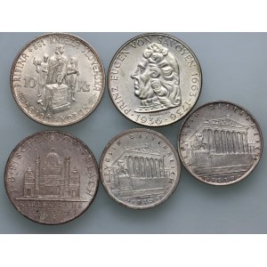 Austria, Slovakia, set of coins from 1924-1944, (5 pieces)