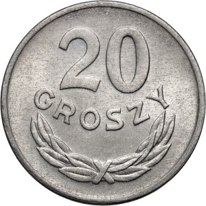 PRL, 20 groszy 1957, wąska data, rzadkie