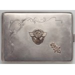 Silver cigarette case with miniature Third Reich police badge and monogram, Krupski & Matulewicz 1942