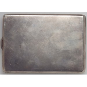 Srebrna papierośnica z miniaturką odznaki policyjnej III Rzeszy i monogramem, Krupski i Matulewicz 1942