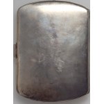 Silver cigarette case with spider web motif with colored stones