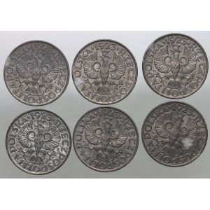 Generalne Gubernatorstwo, zestaw monet 20 groszy 1923 (1941-1944), cynk (6 sztuk)
