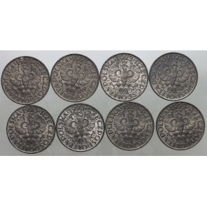 Generalne Gubernatorstwo, zestaw monet 20 groszy 1923 (1941-1944), cynk (8 sztuk)