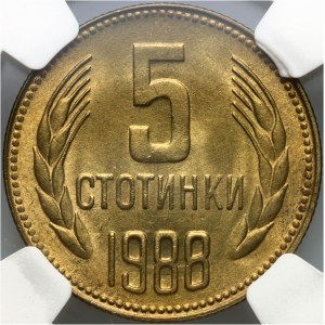 Bulgaria, 5 Stotinki 1988, Sofia