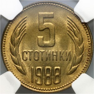 Bulharsko, 5 stotinki 1988, Sofia