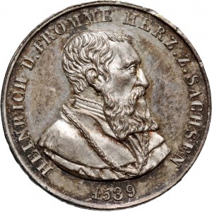 Germany, medal from 1839, Heinrich D. Fromme / Martin Luther, Philip Melanchthon, 300th anniversary of the Reformation in Saxony