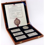 III RP, zestaw srebrny medal i 5 srebrnych sztabek, Królowie Polscy na banknotach Narodowego Banku Polskiego